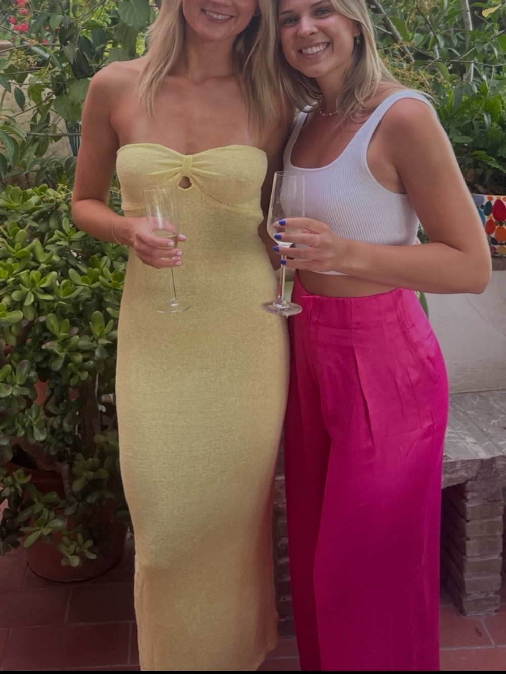 Yellow Strapless Midi Dress - Sleek Summer Dress
